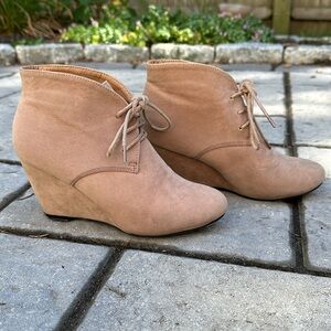 Ankle Wedge Booties, Brown